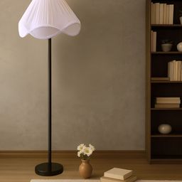 Devansh Off White & Black Wooden & Cotton Floor Lamp-picture-27