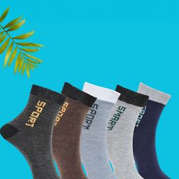 MJE Pack Of 5 Printed Mid Rise Ankle Length Socks-picture-41