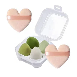 Beautiflame Set Of 6 Soft Blending Sponge & Big Heart Puff-36
