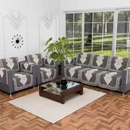 Kuber Industries Grey & Brown 16 Pieces Printed 5-Seater Sofa Cover With Arms-image-89