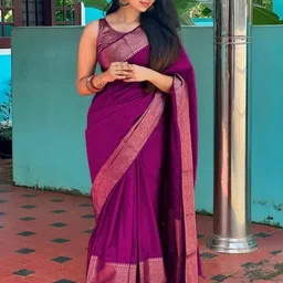 AMRUTKALA SAREES Zari Silk Blend Banarasi Saree-image-88