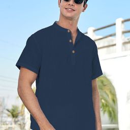 Vida Loca Band Collar Cotton Straight Kurta-image-84
