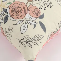IVAZA Cream-Coloured & Pink Set of 4 Floral Square Cushion Covers image 3
