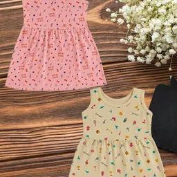 FASHION GRAB Girls Pack of 2 Pure Cotton Fit and Flare Dress-picture-18