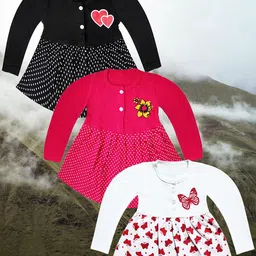 KidzzCart Girls Pck of 3 Polka Dot Printed Fit & Flare Dress-image-22