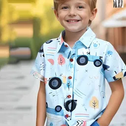 BAESD Boys Pack of 2 Classic Fit Graphic Printed Spread Collar Cotton Casual Shirts-picture-45