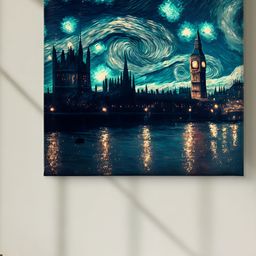 Livin'luxe Black & Green River & Stars Canvas Wall Art-44