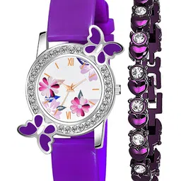 CSAMON Women Printed Dial & Bracelet Style Straps Analogue Watch 328 PUR FosilPINK Dani B-image-8
