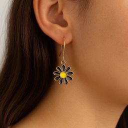Digital Dress Room Gold-Plated Flower Contemporary Drop Earrings-image-88