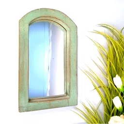 apka mart Green Wooden Wall Hanging Jharoka Mirror-20