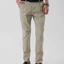 Snitch Men Beige Mid-Rise Slim Fit Formal Trouser-image-90