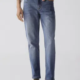Andamen Men Casual Twill Woven Placement Embroidery Regular Fit Jeans-image-29