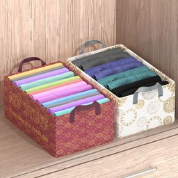 Kuber Industries Maroon & White 2 Pieces Foldable Drawer Organisers-9
