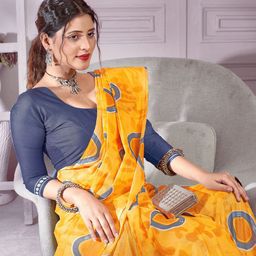 HERE&NOW Geometric Printed Pure Cotton Ikat Saree-46