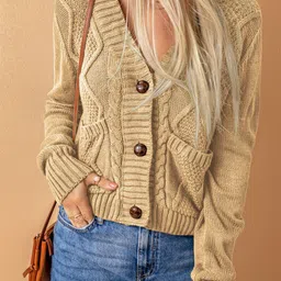 StyleCast Women Self Design Cardigan Sweater-image-79