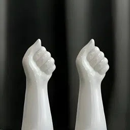Art Street White 2 Pieces Ceramic Hand Shaped Showpiece-image-22
