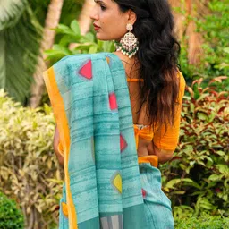 Anouk Rustic Geometric Printed Zari Designer Block Printed Saree image 4