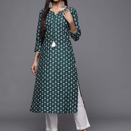 Varanga Women Geometric Printed Thread Work Kurta-image-31