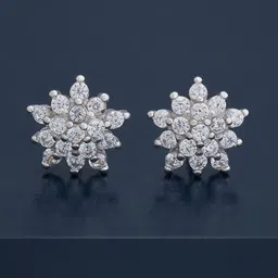 Kushal's Fashion Jewellery 92.5Silver Rhodium-Plated CZ Studded Studs Earrings-image-52