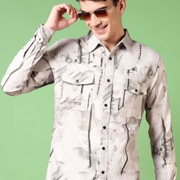 V-Mart Men Spread Collar Abstract Printed Cotton Casual Shirt-image-66