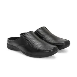 Azzaro Black Men Textured Formal Slip-On Shoes-image-44