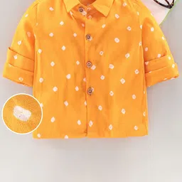 JAV CREATIONS Boys Bandhani Printed Band Collar Relaxed Fit Cotton Shirt-image-93