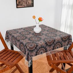 Kuber Industries Black Ethnic Motifs Anti-Skid Plastic 2-Seater Table Cover-44