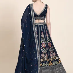 DIVASTRI Embroidered Thread Work Semi-Stitched Lehenga & Unstitched Choli With Dupatta image 2