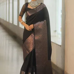 AMRUTKALA SAREES Woven Design Zari Silk Blend Banarasi Saree-image-69