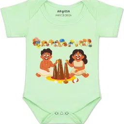 Arvesa Kids-Unisex Green Cotton Rompers-picture-26
