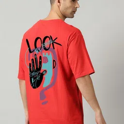 SLOWLORIS Men Graphic Printed Round Neck Oversized T-shirt-image-9