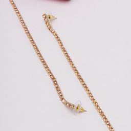 StyleCast Gold-Plated Cubic Zirconia Studded Contemporary Drop Earrings-image-52
