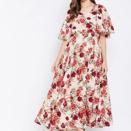Moda Rapido Women Printed Flared Sleeve Crepe Fit & Flare Maxi Dress-image-51