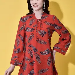 FUTURO Women Floral Print Mandarin Collar Top-image-58