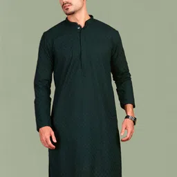 Anouk Woven Design Mandarin Collar Cotton Straight Kurta Chikankari Kurta-image-38