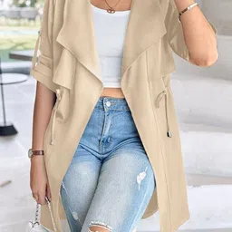all about you Longline Open Front Spred Collar Jacket-picture-23