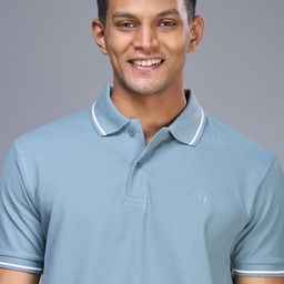 MAXZONE Men Solid Polo Collar T-shirt-image-3