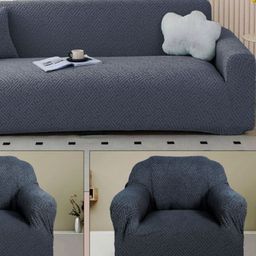 The Furnishing Tree Grey Polyester Sofa Covers With Arms-picture-1