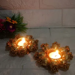 Sellplus Gold-Toned 2-Pieces Embellished Candle Holder-picture-16