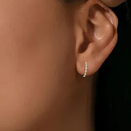 LUNA Women Yellow Gold Lab Grown Diamond Hoop & Huggie Earrings I 14 kt-picture-31
