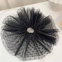 Radhya Accessories Women Polka Dot Mesh Hair Puff Scrunchies-image-98