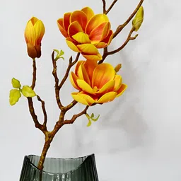 Blooming Floret Yellow & Brown Magnolia Artificial Flower-4