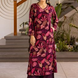 Nehamta Floral Printed V-Neck Beads And Stones Kurta With Palazzo-image-86