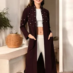 ZEUGEN Beads And Stones Open Front Long Sleeves Shrug-50