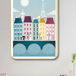 SAF Blue & White Buildings Wooden Wall Art-picture-37