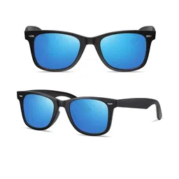 Arzonai Unisex Blue Color Wayfarer Sunglasses with Black Frame And UV-Protected Lenses-picture-35