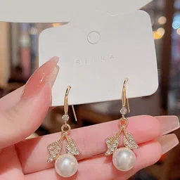 AKISON JEWELS Gold Plated Floral Drop Earrings-image-22