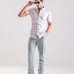 Code 61 Men Standard Slim Fit Shepherd Checks Opaque Casual Shirt-image-7