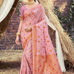 SANGAM PRINTS Woven Design Zari Saree-image-60