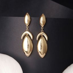 SARAF TRENDZ Gold-Plated Stainless Steel Anti-Tarnish Elliptical Drop Earrings-image-30